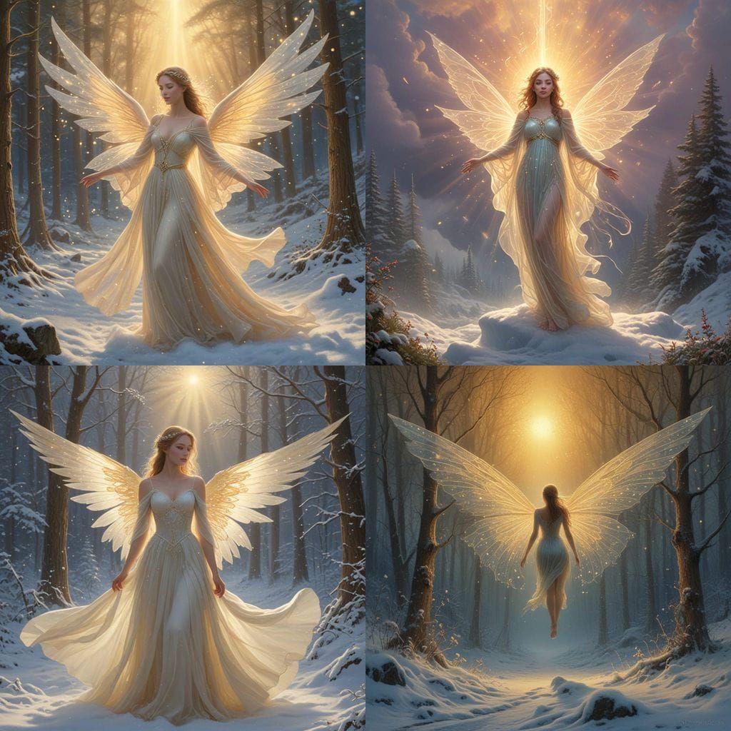 Ethereal Winter Fairy in Mystical Snowy Landscapes