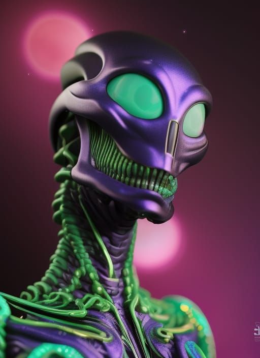 UV Active Cinematic Bust Portrait of Phyrexian Heretic