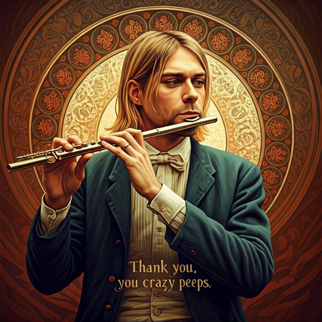 Kurt Cobain as Art Nouveau Flute Player