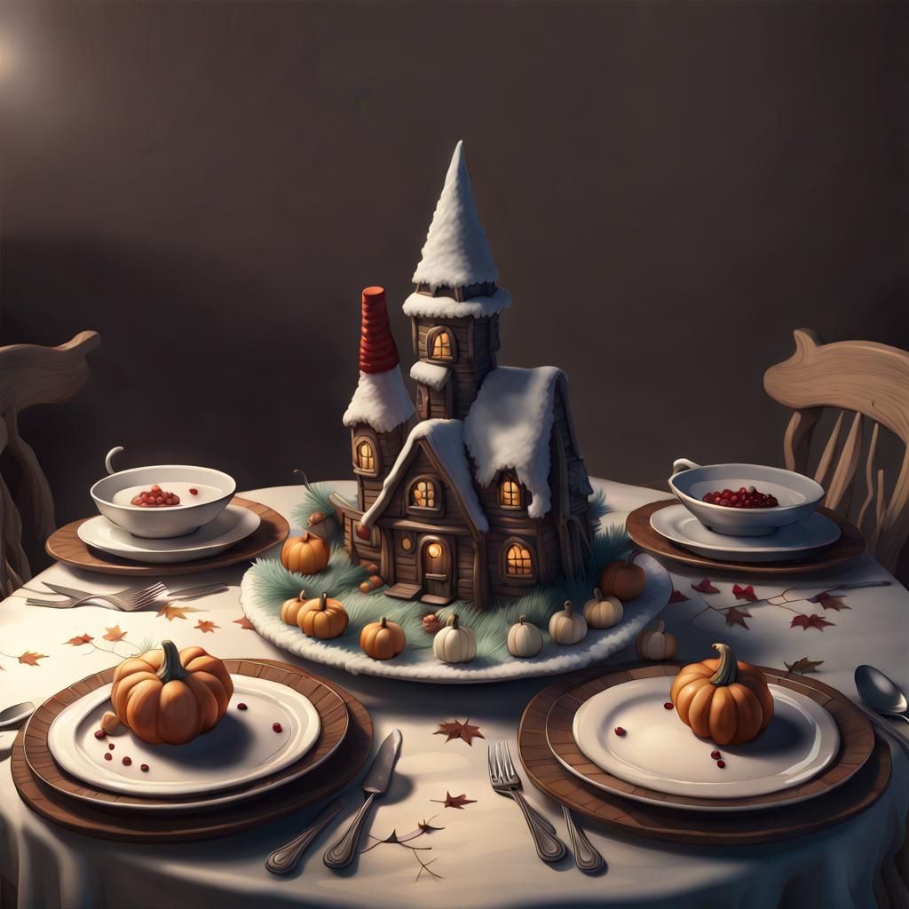 Thanksgiving Dinner with Miniature Wonderland, Digital Art