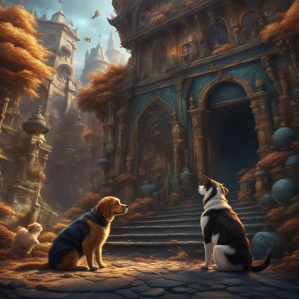 Fantastical Cat and Dog Concept Art