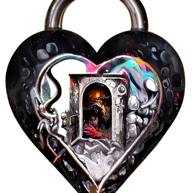Heart Lock and Key in Horror Graffiti Art
