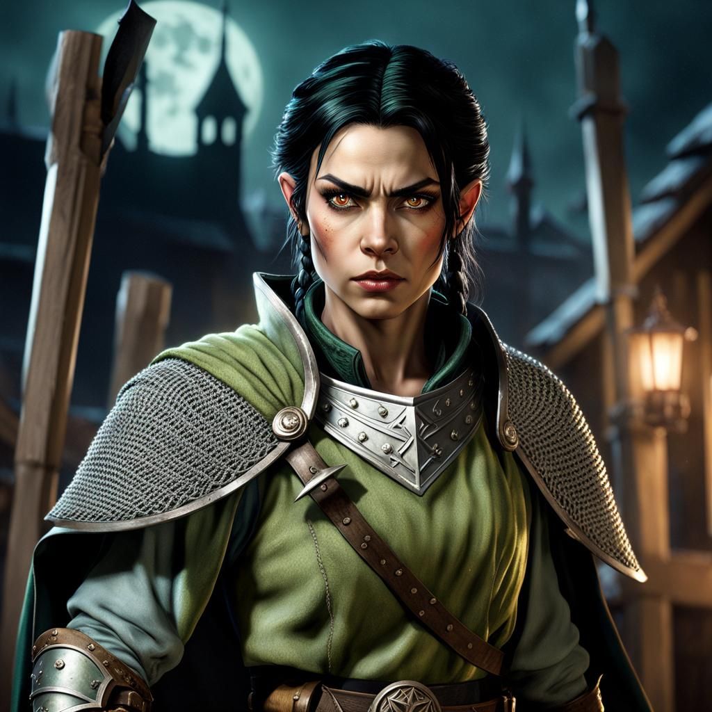 Half-Orc Warrior with Braided Hair, Fantasy Art