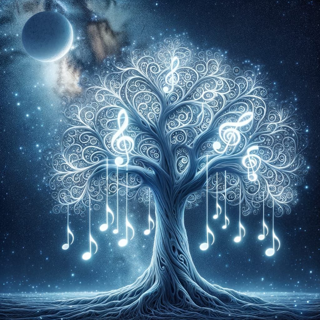 Bioluminescent Notes on a Silver Oak Tree