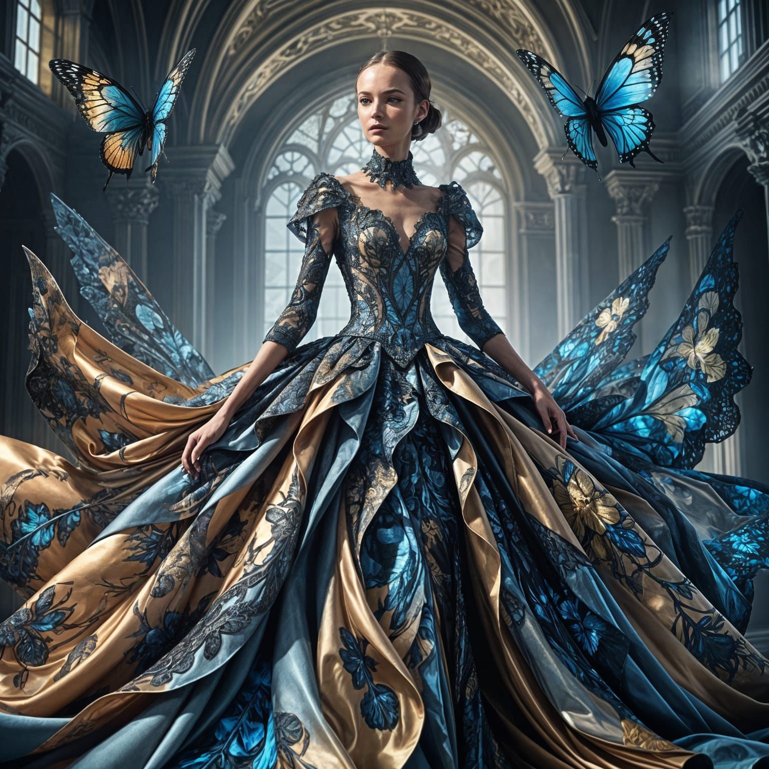 Fractal Haute Couture Gown in McQueen Style