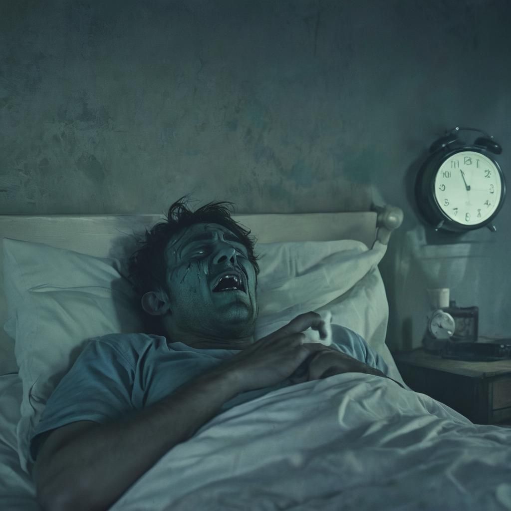 Sleep Paralysis Demon Choking Man: Dark Fantasy Art