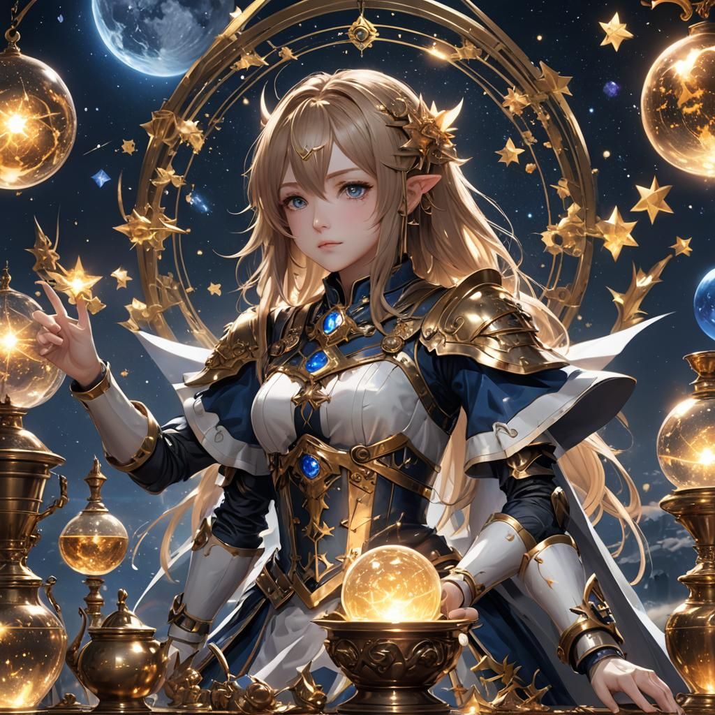 Anime Alchemy Scene with Stars in 3D