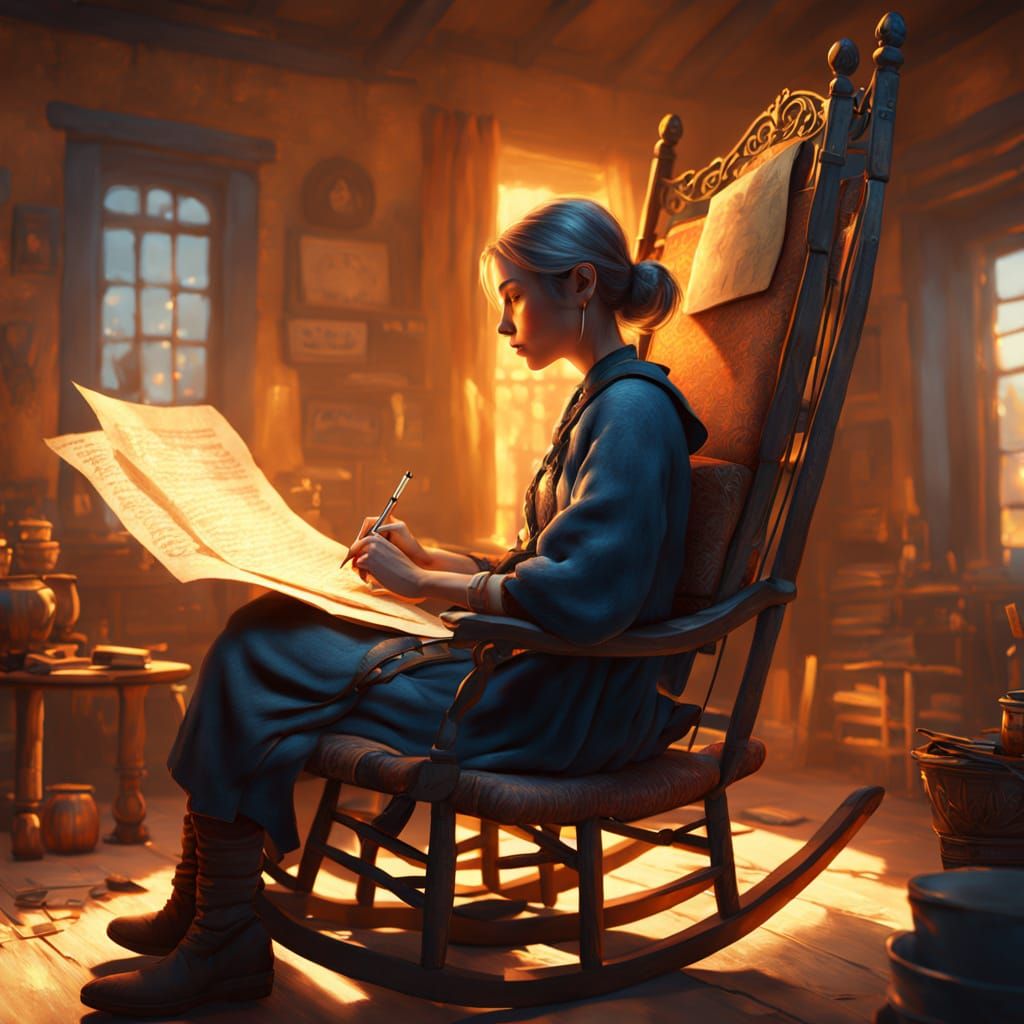 Fantasy Writer in Golden Light: Matte Painting