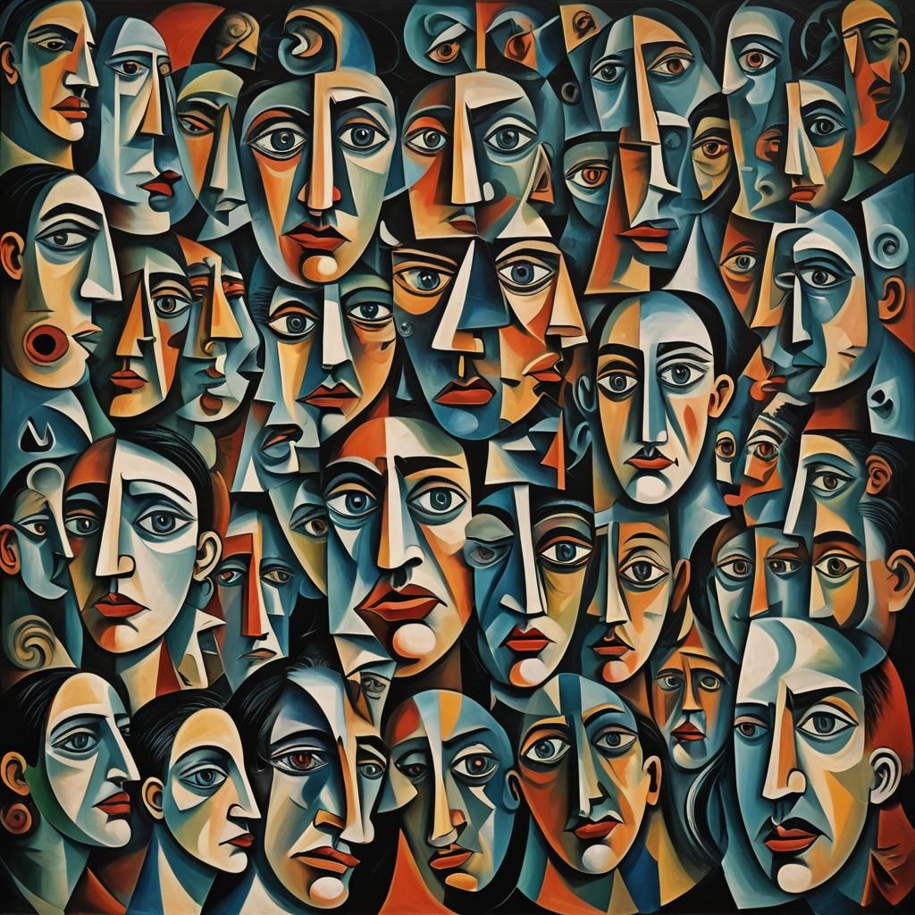 Cubist Surrealist Portrait of Fragmented Identity