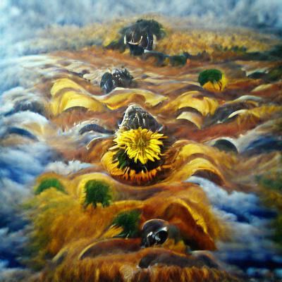 Autumn Sunflower Field Oil Painting