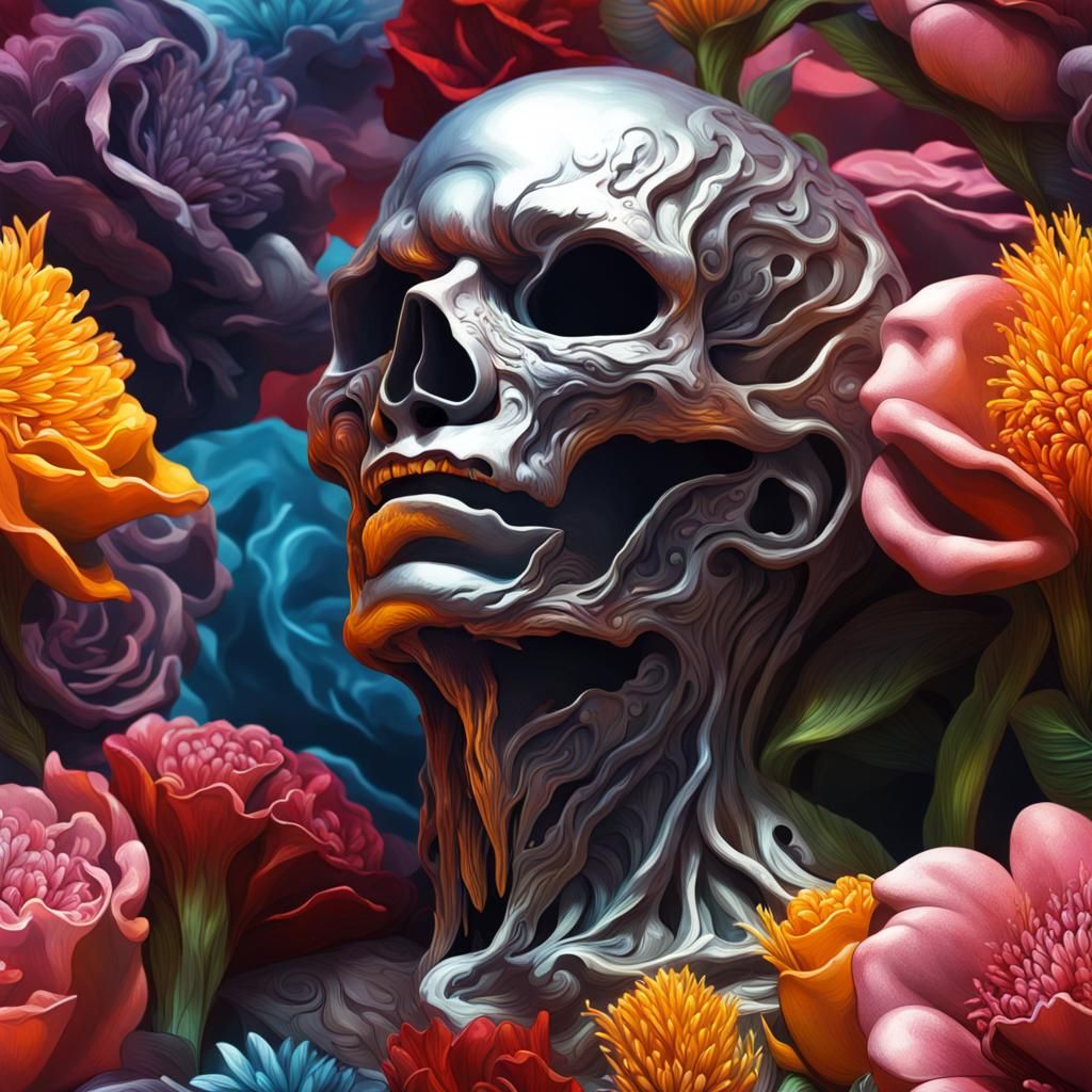 Hyperrealistic Palladium Death Flowers Splash Art