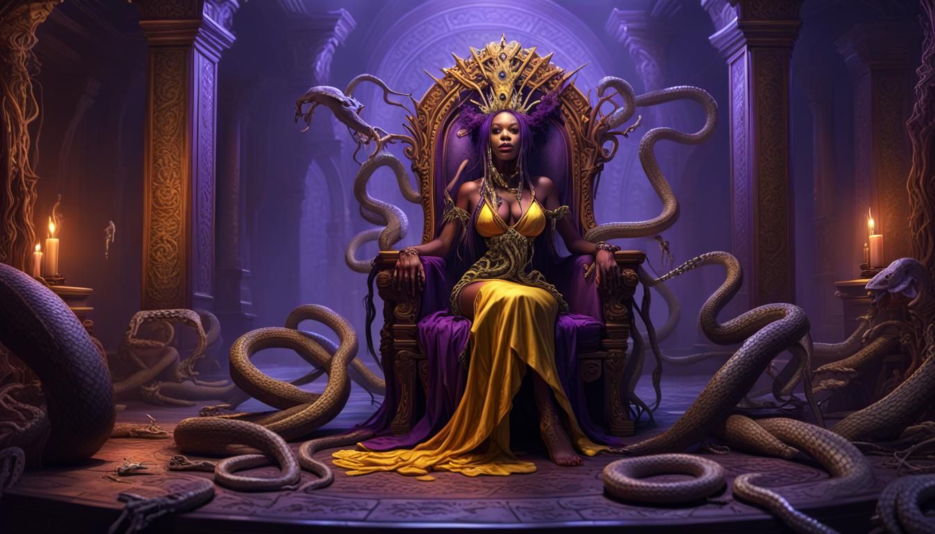 Voodoo Queen on Throne, Dark Fantasy Art
