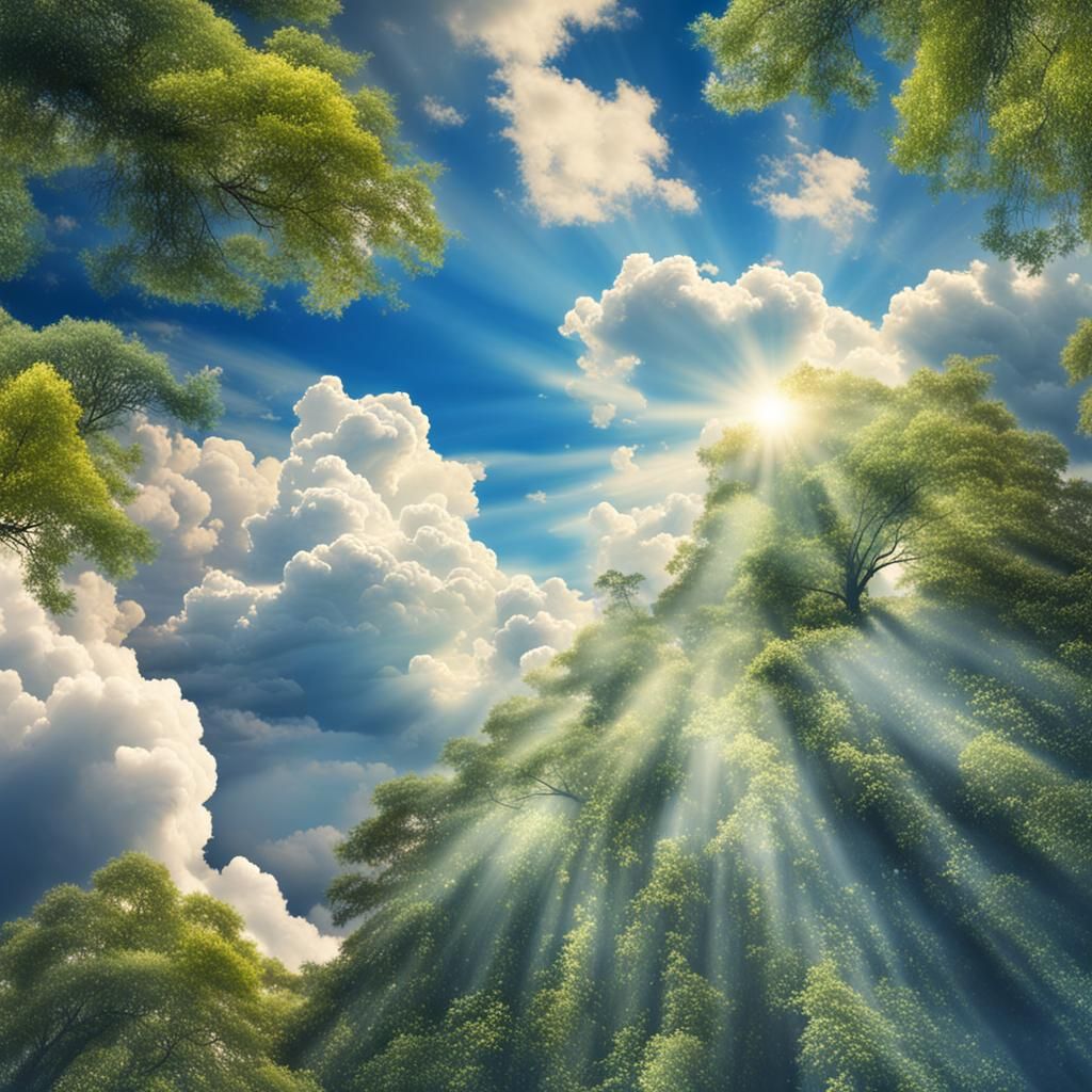 Ethereal Clouds Swirling Around Trees