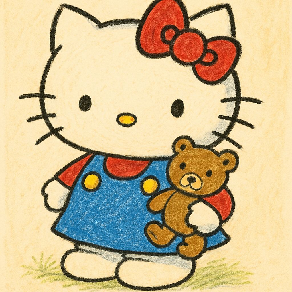 Hello Kitty in Richard Scarry Style