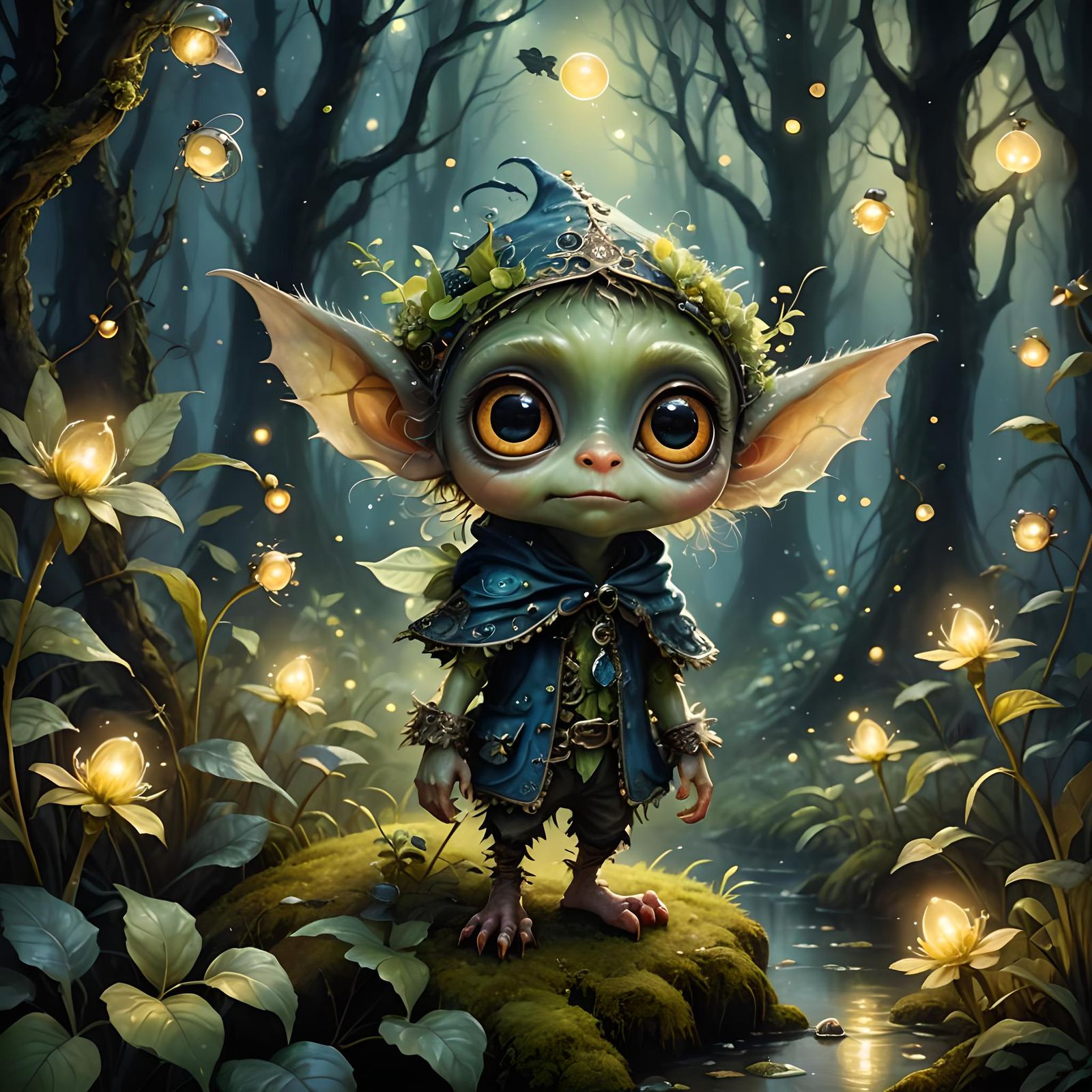 Cute Goblin in Magical Forest