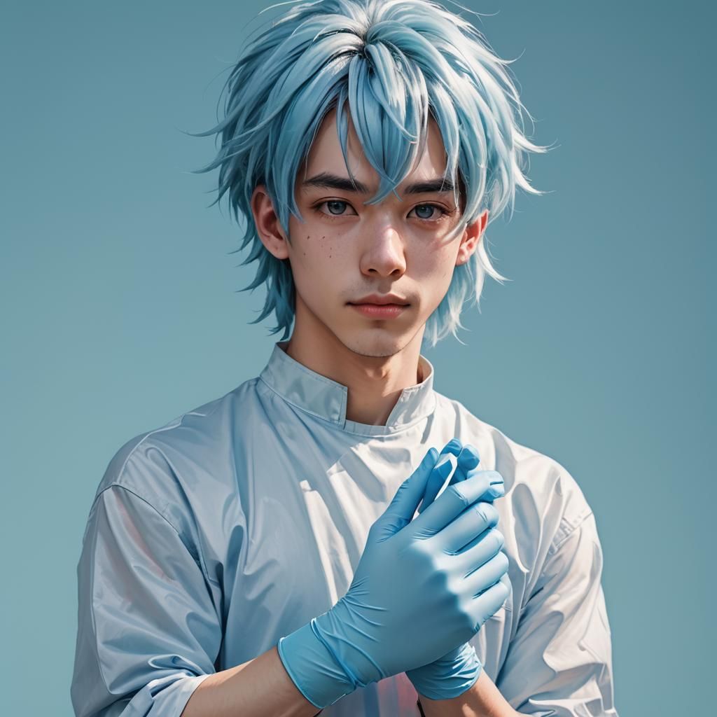 Anime Style Portrait with Surgical Gloves