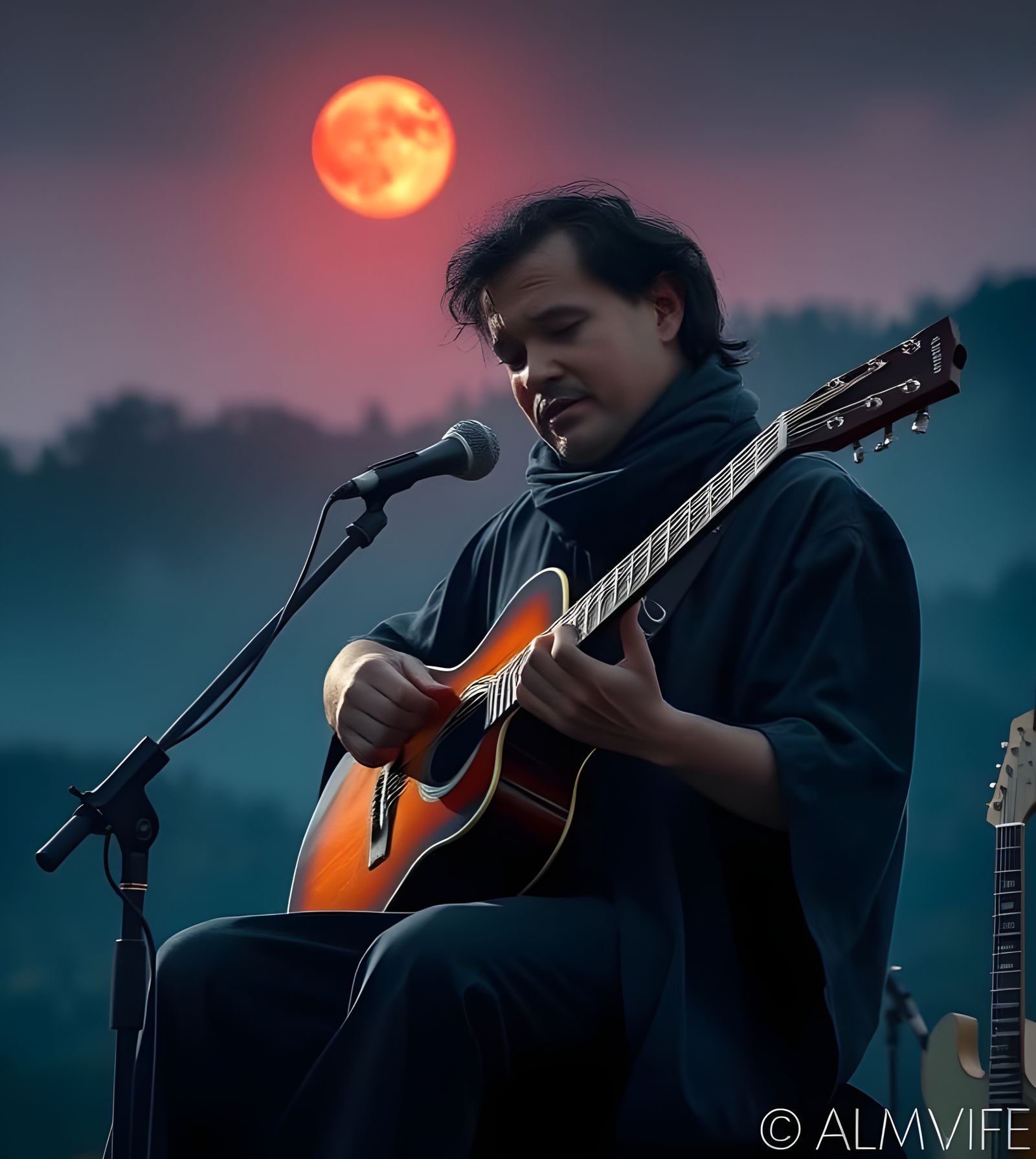 A Soulful Blues Musician in the Night