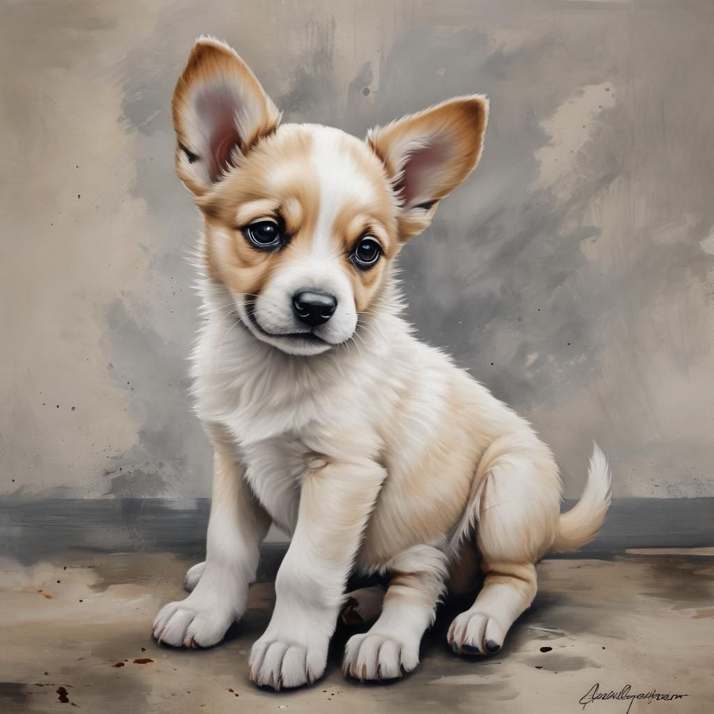 Charming Puppy Painting Generated by AI