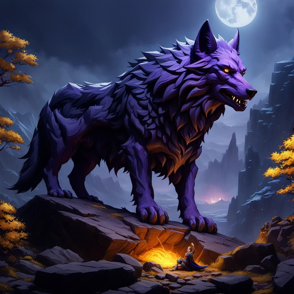 Fenrir Awaits Ragnarok: Dark Fantasy Artwork