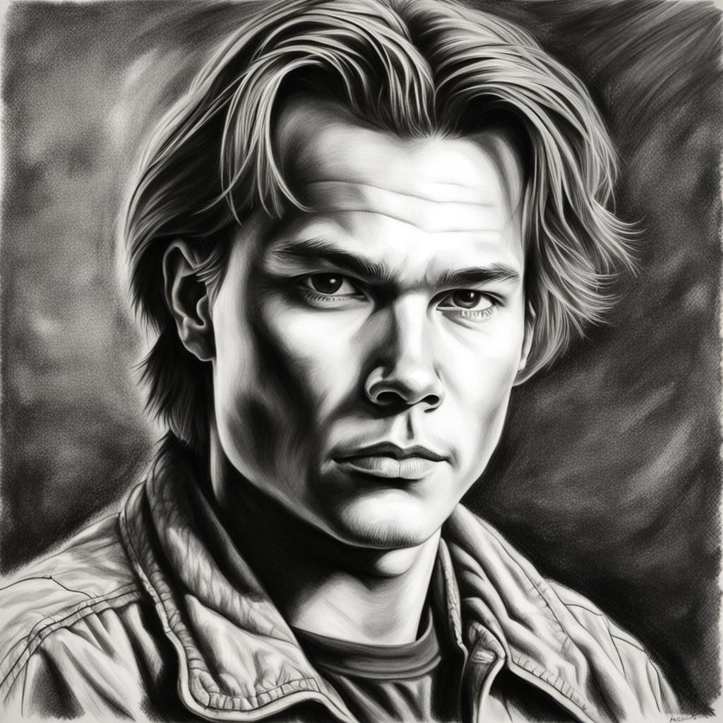 Hyperdetailed Charcoal Portrait of a Young Man