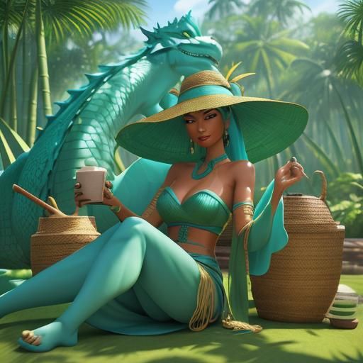 Caramel-Skinned Raya Enjoys Turquoise Dragon Sisu in a Vibra...