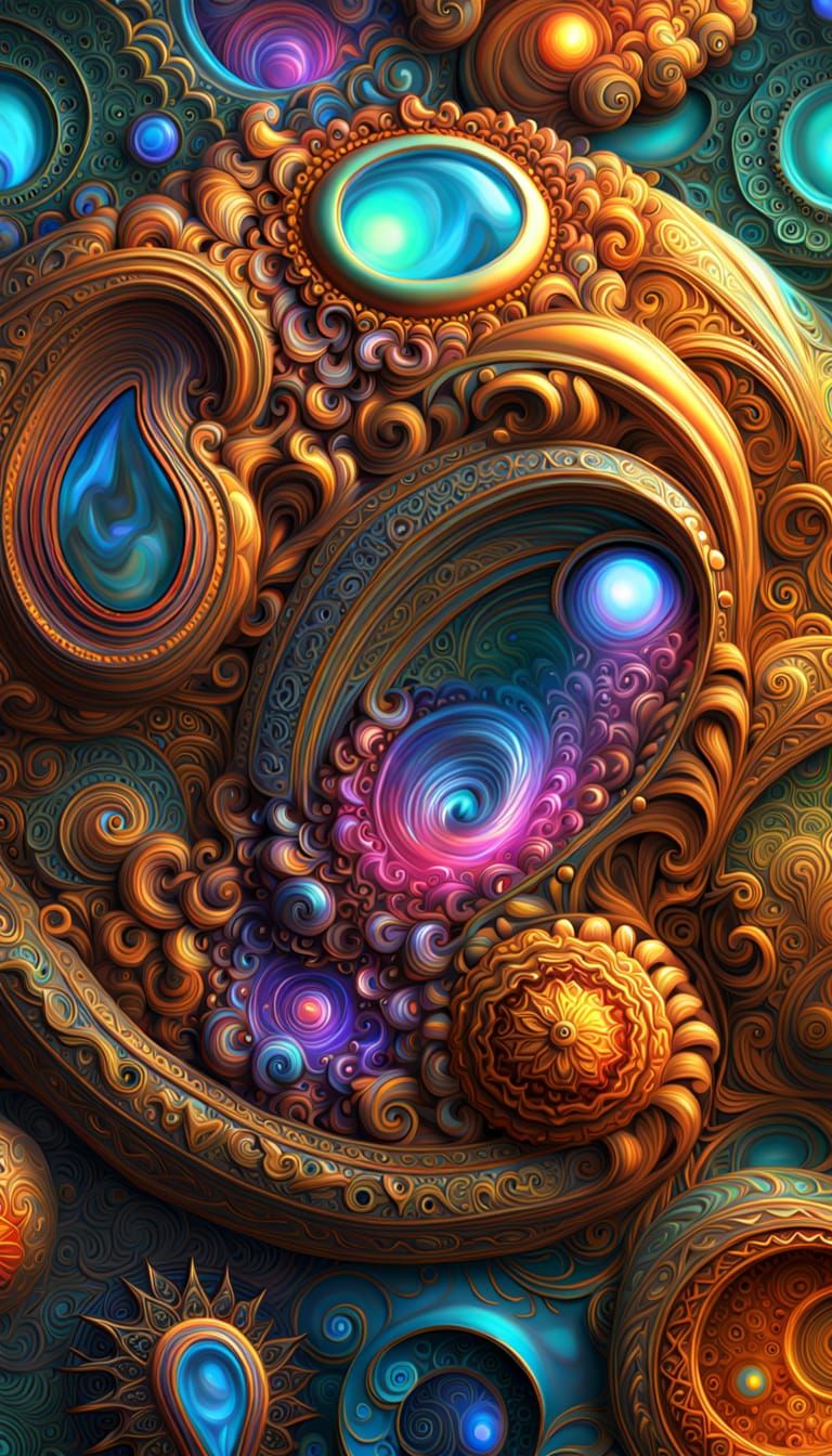 Surreal Art Gallery with Vibrant, Hyperrealistic Paintings