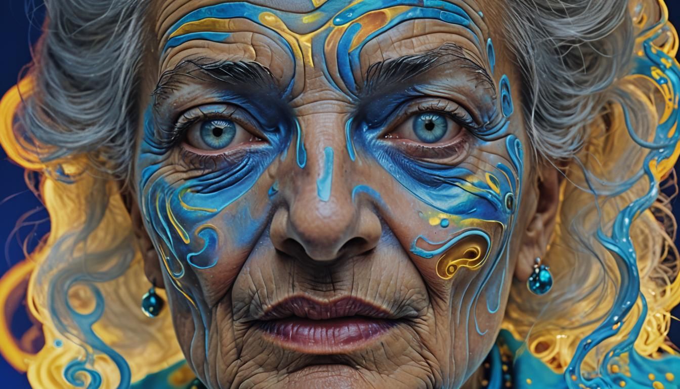 Psychedelic Portrait of Woman Under Polarized Light