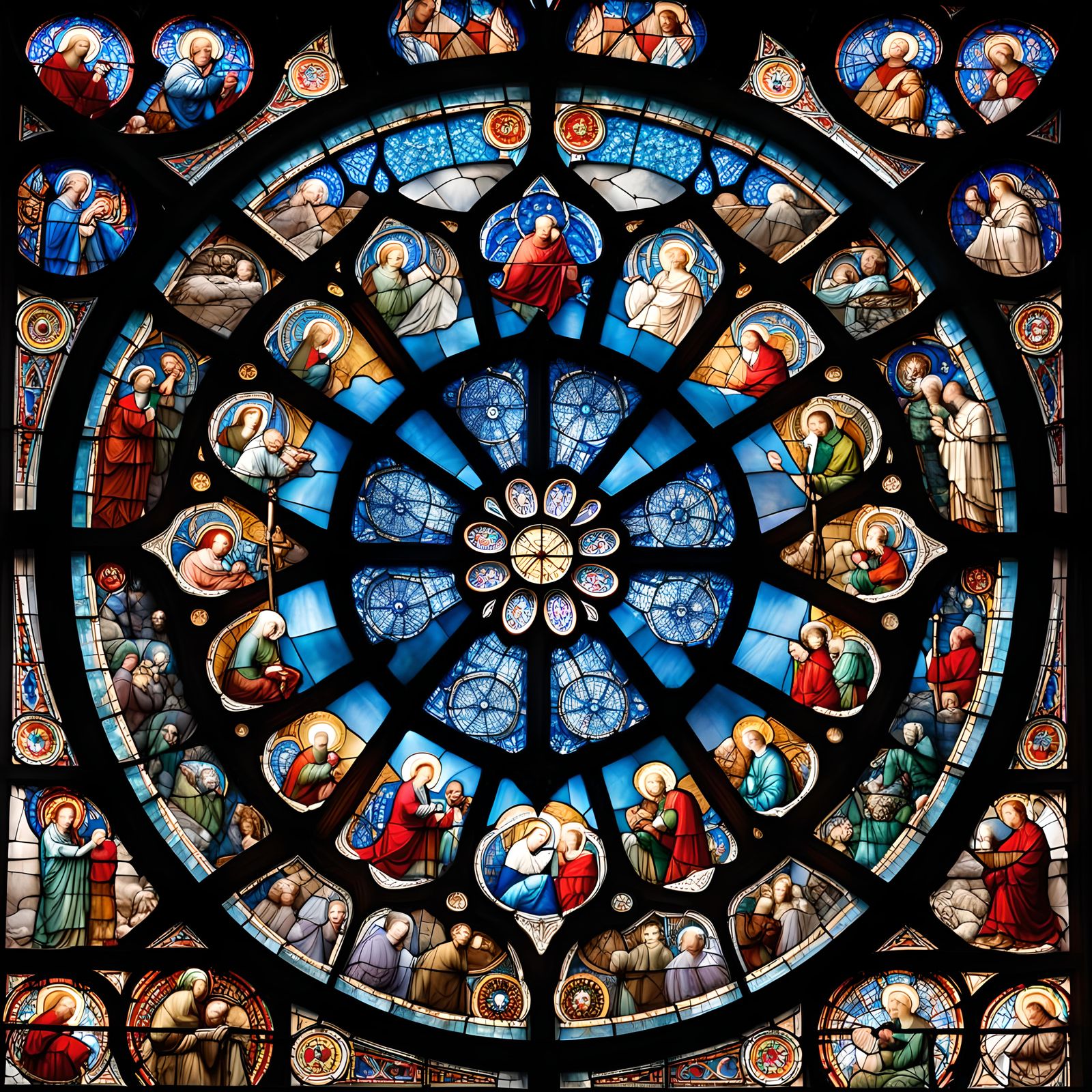 Gothic Cathedral Rose Window in Art Nouveau Style