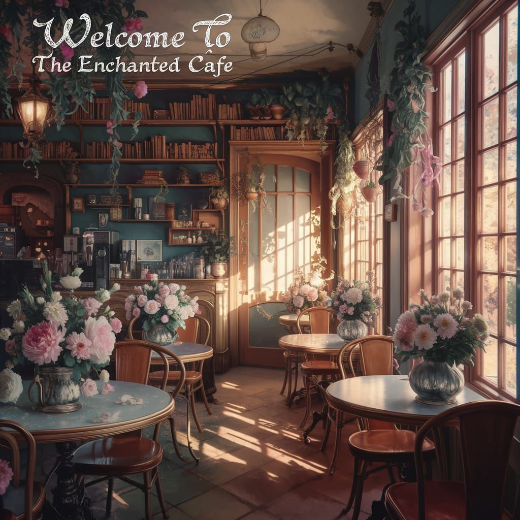 Whimsical Anime Cafe in Warm Afternoon Light