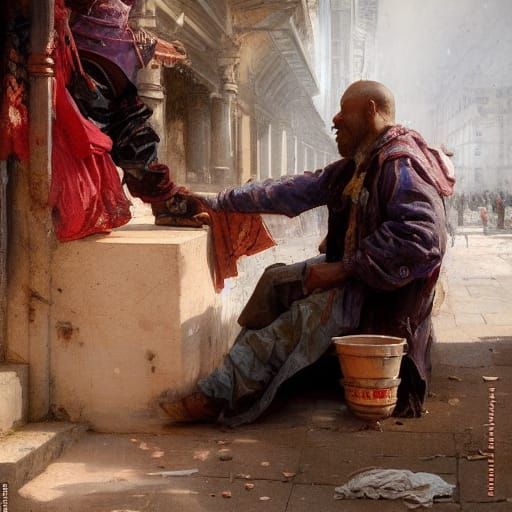 Baroque Beggar Receives Alms