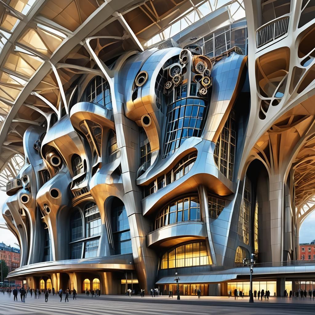 Steampunk Concert Hall Facade Digital Art