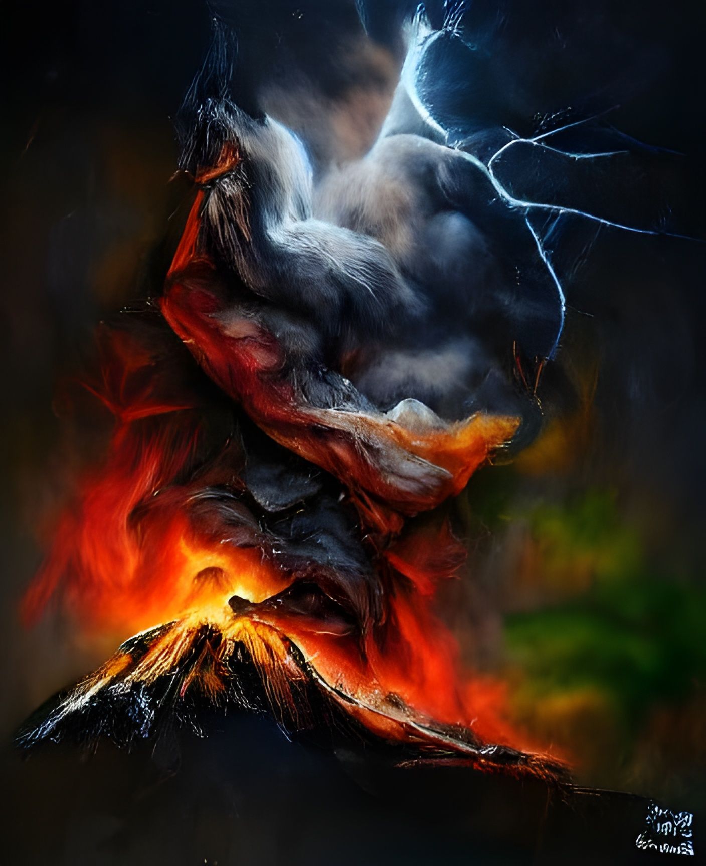 Volcanic Eruption: Hyperrealistic Mixed Media Painting