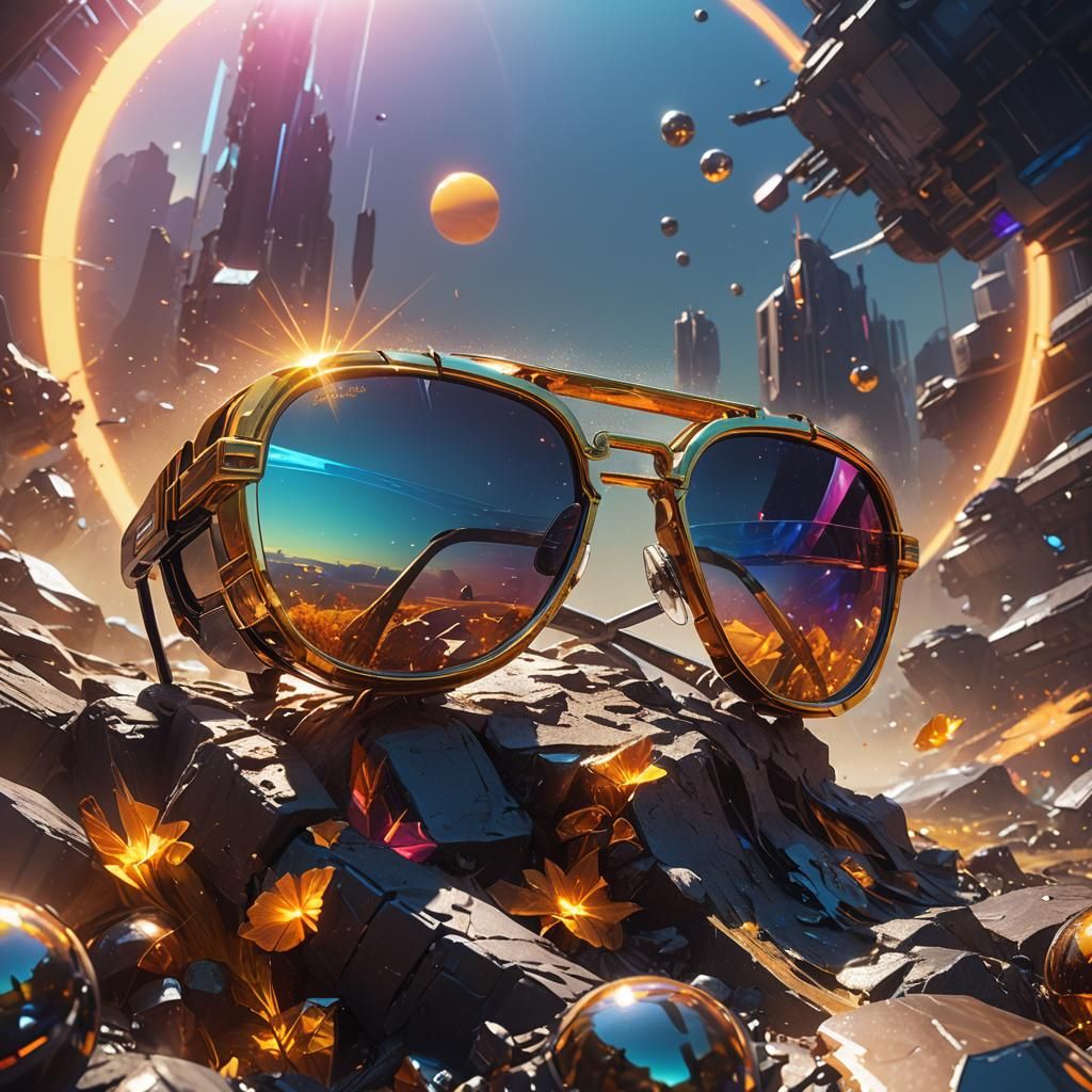 Summer Sun with Sunglasses in Futuristic 3D Rendering