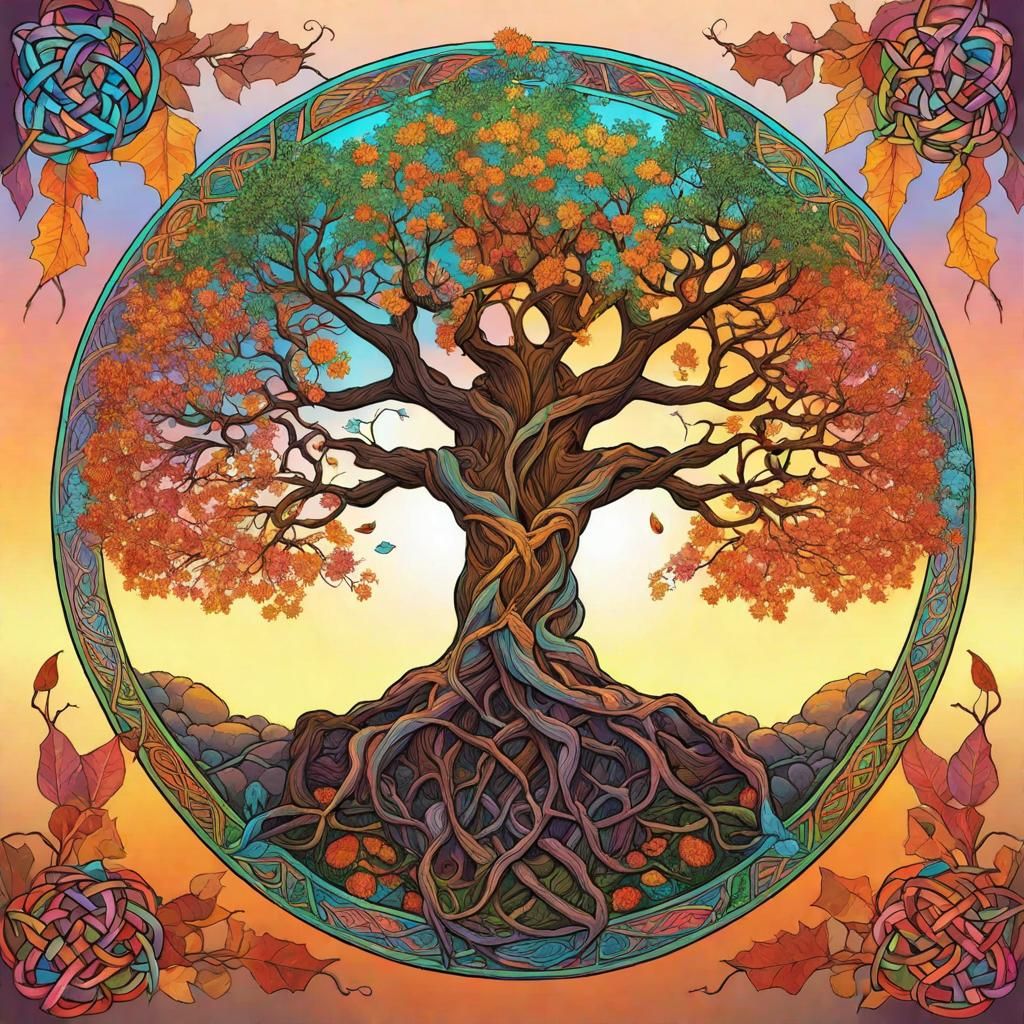 Tree of Life: Spring and Autumn Digital Art