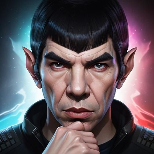 Hyperrealistic Self-Portrait of Spock Giving Vulcan Salute