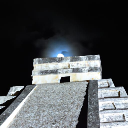 Mayan Pyramid Under Moonlight