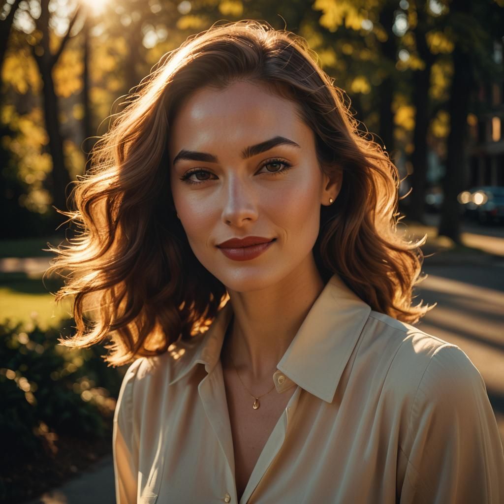 Golden Hour Portrait Reminiscent of 1940s Film