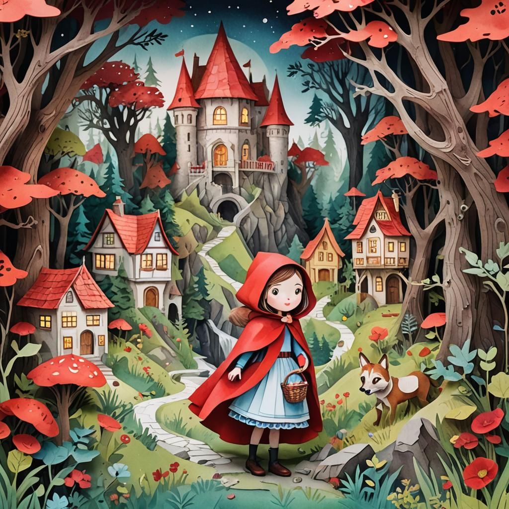 Little Red Riding Hood Pop-Up Book in Watercolor