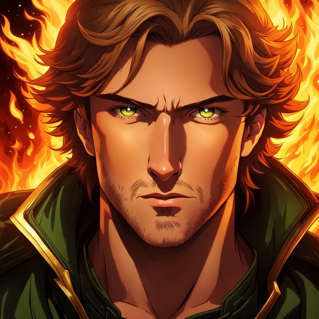 Man Surrounded by Fire Inferno