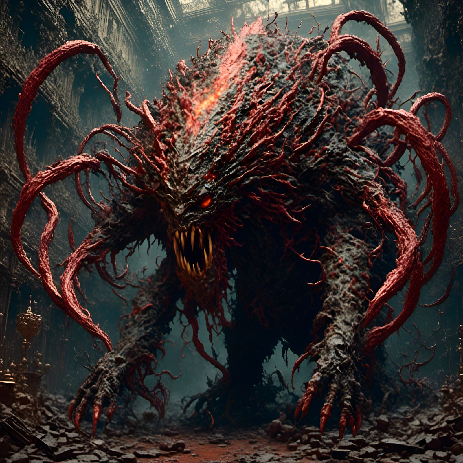 Detailed Monster Beast of Hell in Dramatic Lighting