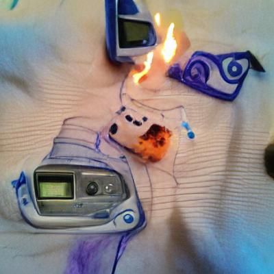 Cartoon Insulin Pump on Fire