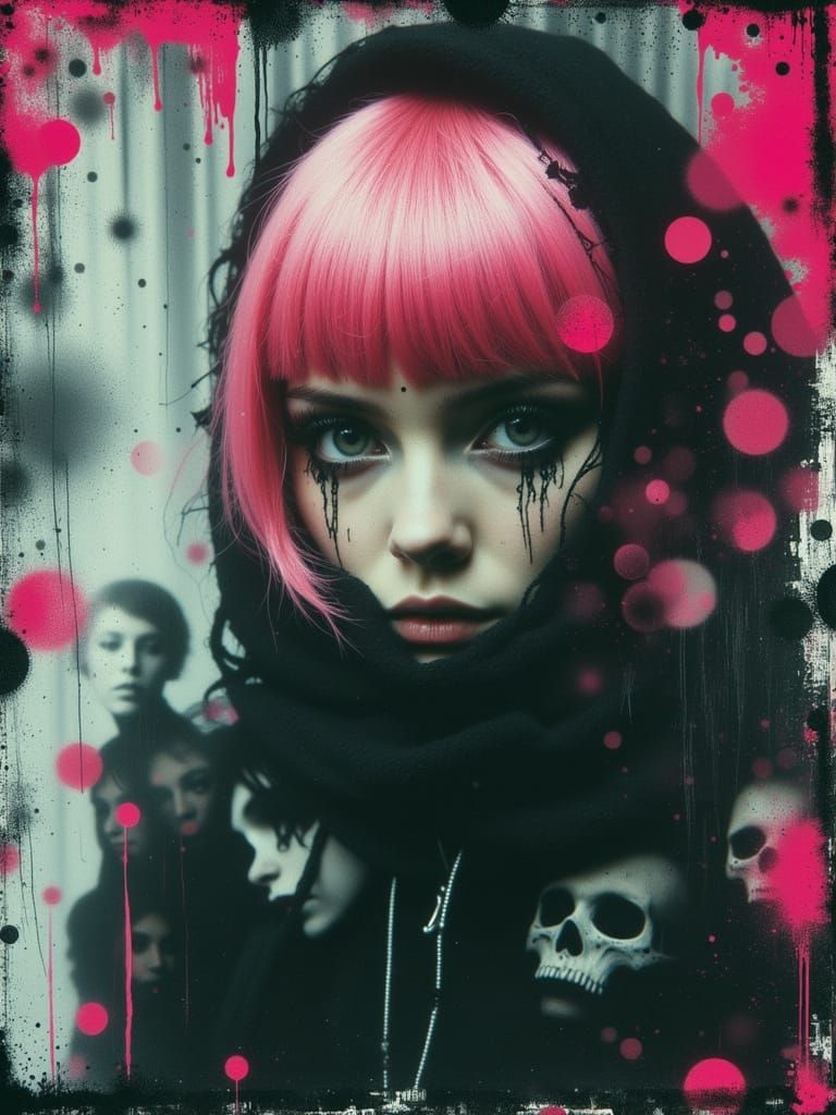 Gothic Portrait of a Melancholic Woman in Darkwave Style