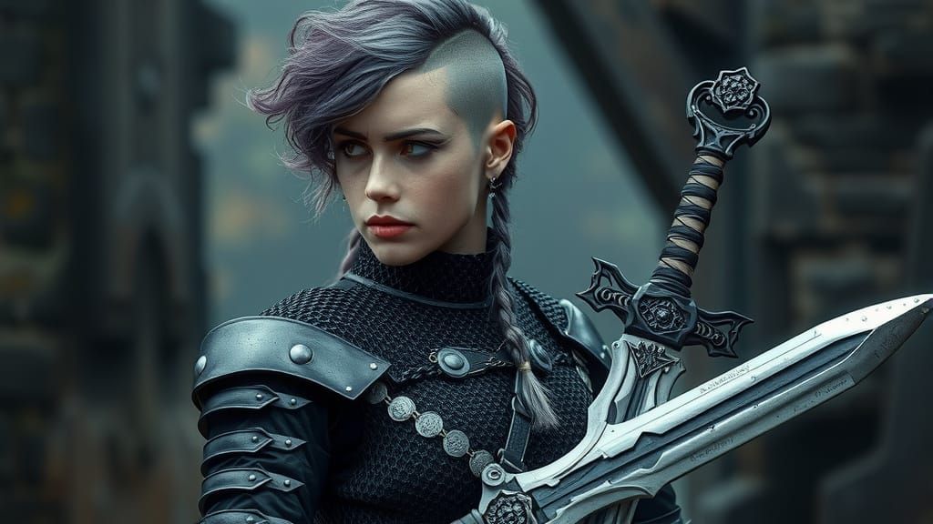 Gothic Warrior Maiden in Epic Digital Painting