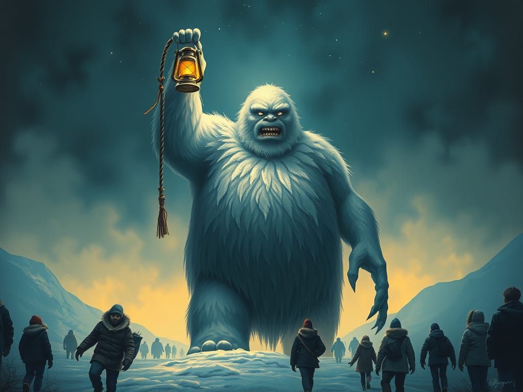 Abdominal Snowman Guides Villagers with Lantern