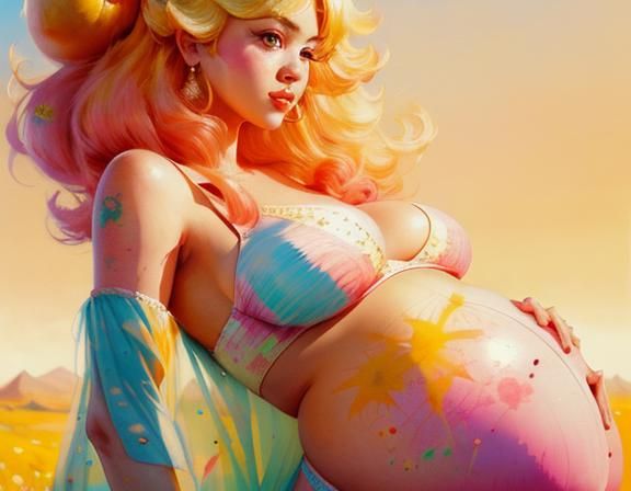 Princess Peach with a pregnant belly - 04