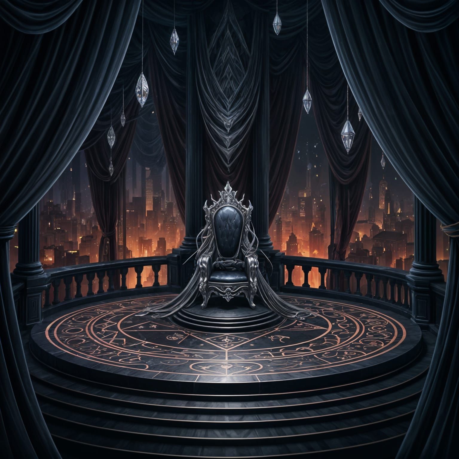 Obsidian Spire Ceremonial Chamber in Dark Fantasy Style