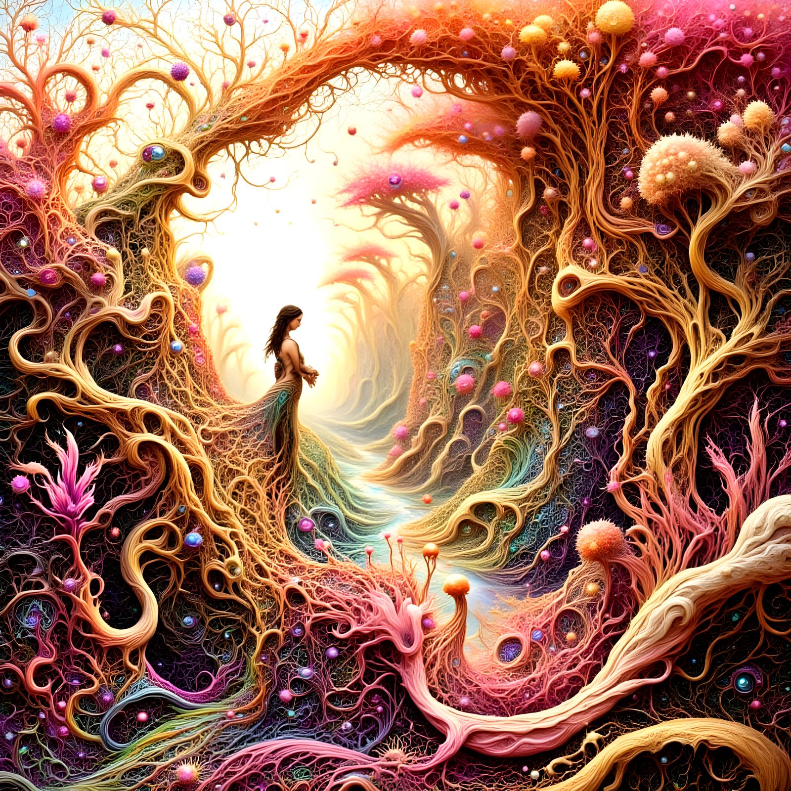 Mystical Whimsical Creature in Intricate Lithograph Style