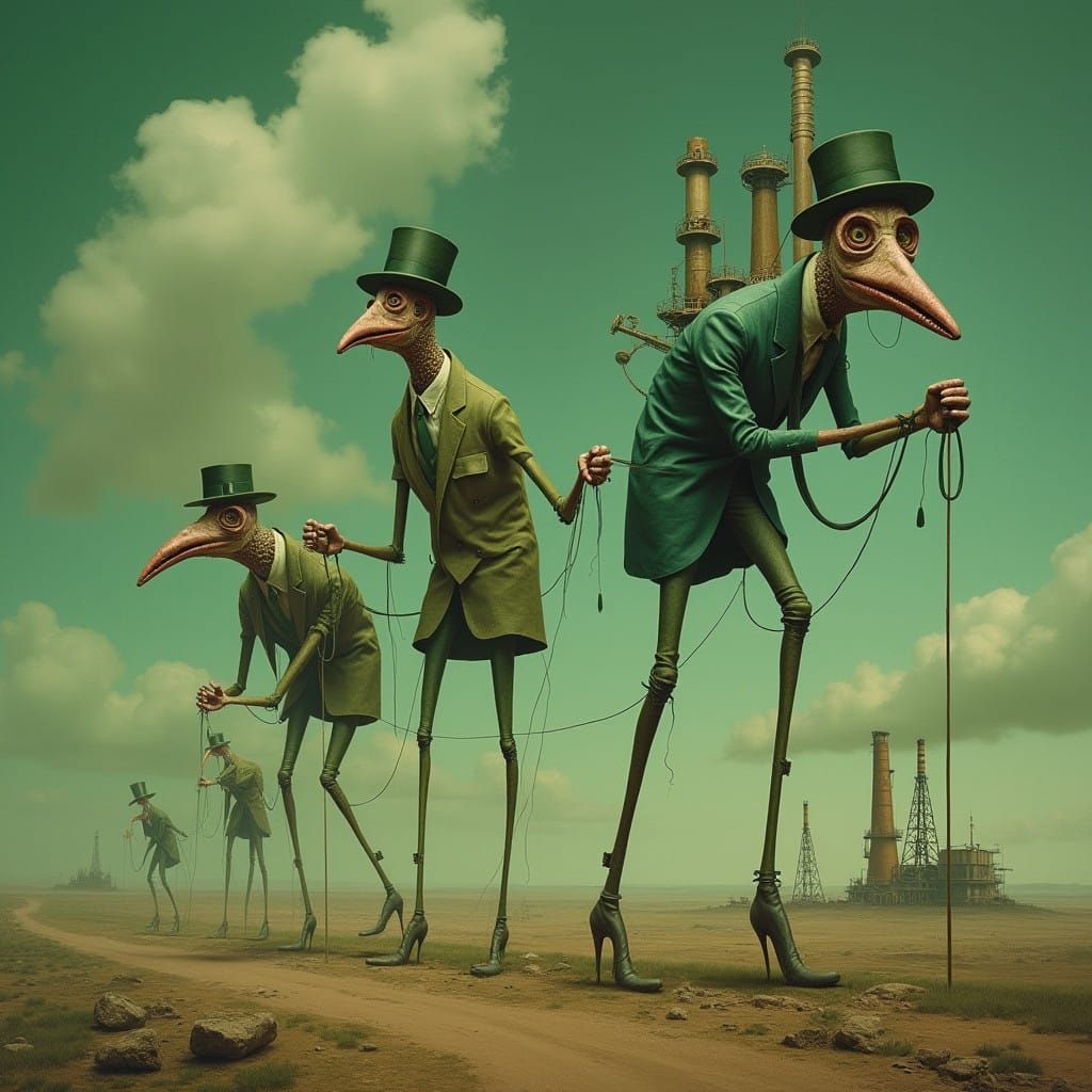 Surreal Dystopian Scene in Dali-Inspired Art