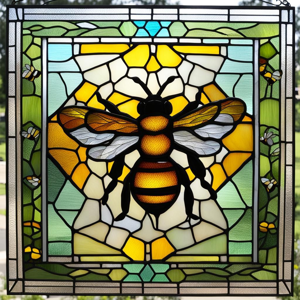 Bee in Stained Glass Window Art