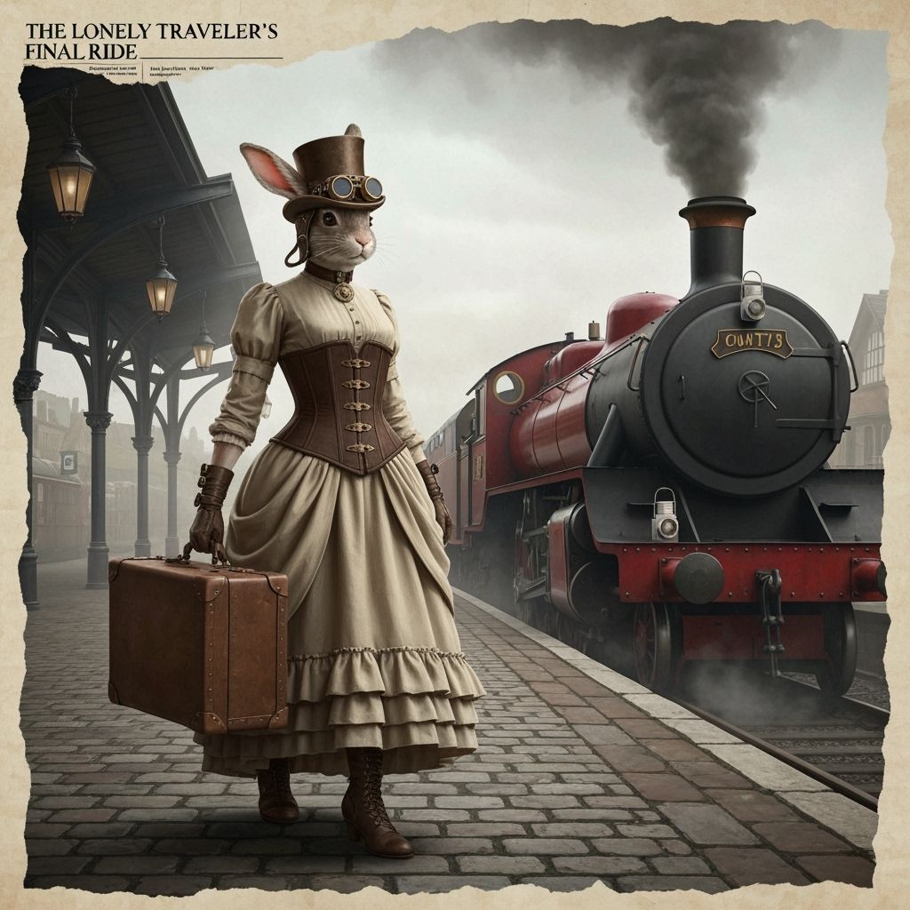Steampunk Rabbit on Railway Platform